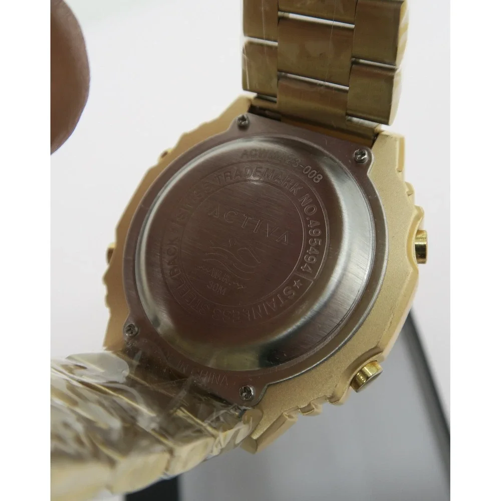 Activa‎ Signal X Unisex Watch 45.5mm Dual Time Gold Tone Analog Digital New